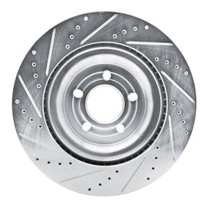 Ford Explorer Brake Rotor (1) - Rear Right - R1 Concepts - Drilled & Slotted - Silver - `20-`25